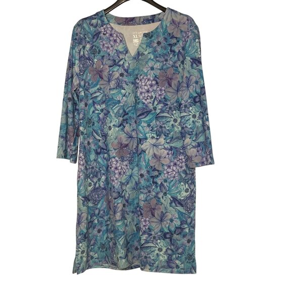 Light Bare UPF 50+ UV Protection Floral Dress Sz XL Stretch Beach Vacation - Picture 1 of 5
